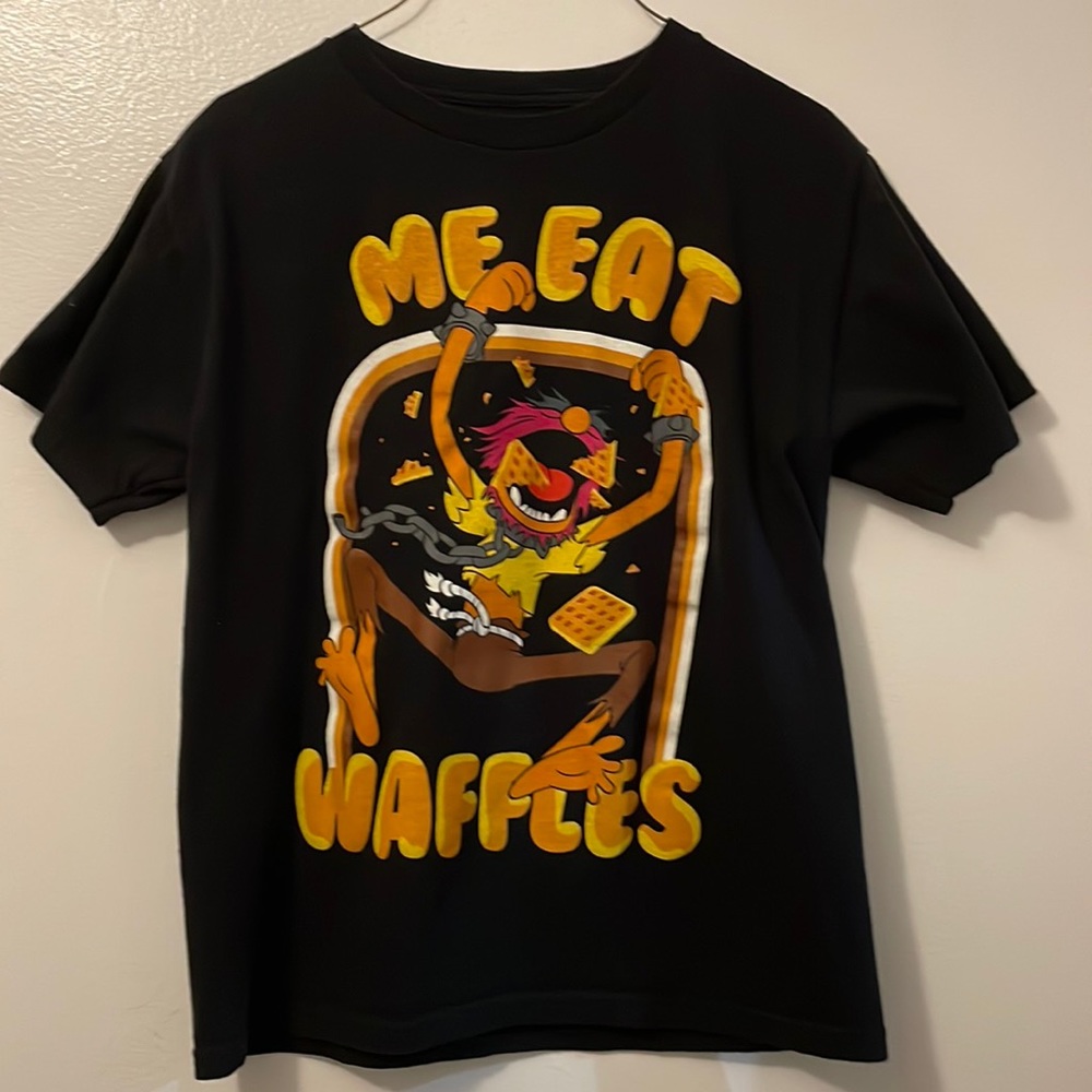 The Muppets me eat waffles xl black t shirt tee funny